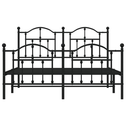 vidaXL Metal Bed Frame with Headboard and Footboard Black 59.1"x78.7"-3