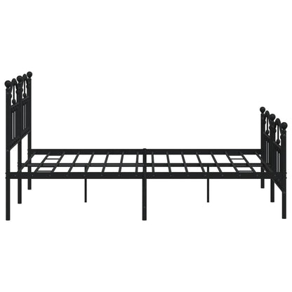 vidaXL Metal Bed Frame with Headboard and Footboard Black 59.1"x78.7"-4