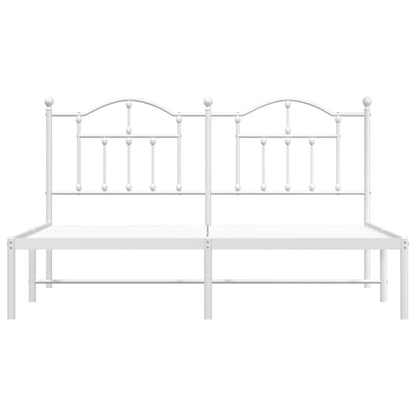 vidaXL Metal Bed Frame with Headboard White 72"x83.9" California King-3