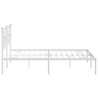 vidaXL Metal Bed Frame with Headboard White 72"x83.9" California King-4