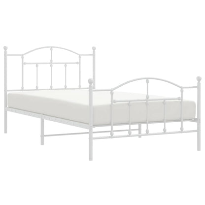 vidaXL Metal Bed Frame with Headboard and Footboard White 39.4"x78.7"-1