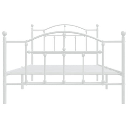 vidaXL Metal Bed Frame with Headboard and Footboard White 39.4"x78.7"-3