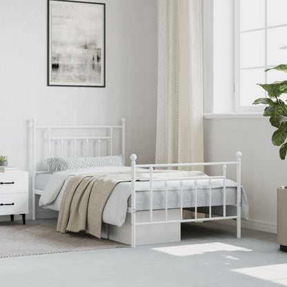 vidaXL Metal Bed Frame with Headboard and Footboard White 39.4"x74.8" Twin-3