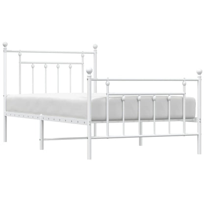 vidaXL Metal Bed Frame with Headboard and Footboard White 39.4"x74.8" Twin-4