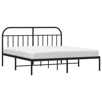 vidaXL Metal Bed Frame with Headboard Black 72"x83.9" California King