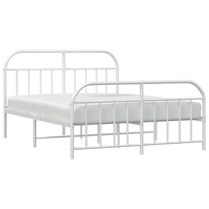 vidaXL Metal Bed Frame with Headboard and Footboard White 53.9"x74.8" Full-4