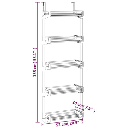 vidaXL Door Organizer with 5 Shelves 20.5"x7.9"x53.1" Aluminum-4