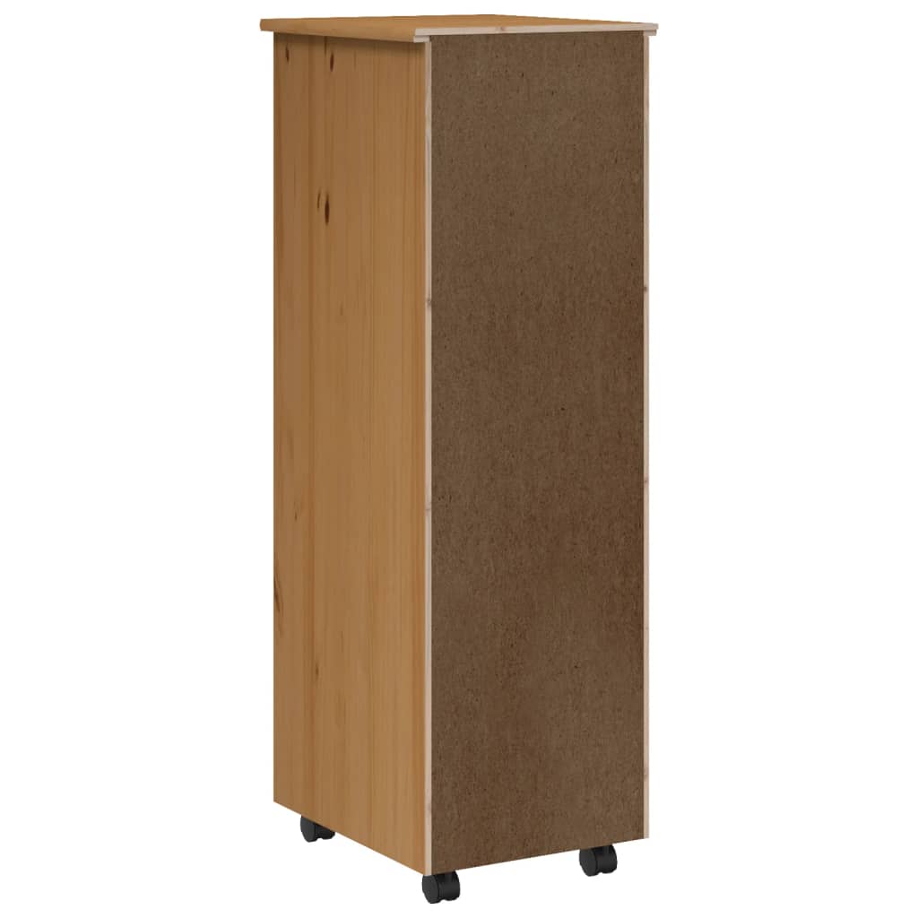 vidaXL Rolling Cabinet with Drawers Office Filing Cabinet Solid Wood Pine-4