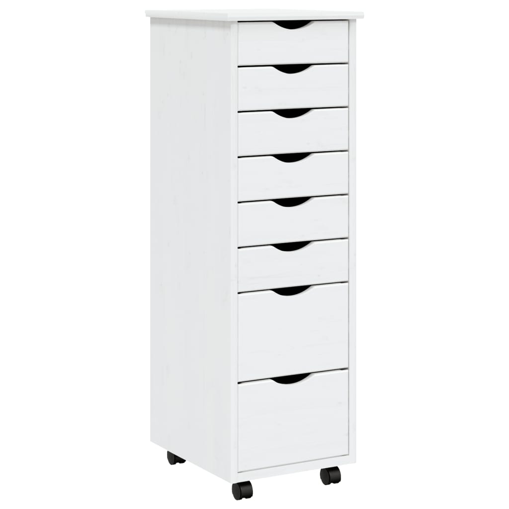 vidaXL Rolling Cabinet with Drawers Office Filing Cabinet Solid Wood Pine-3