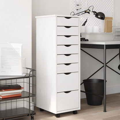 vidaXL Rolling Cabinet with Drawers Office Filing Cabinet Solid Wood Pine-10