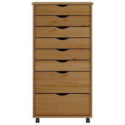 vidaXL Rolling Cabinet with Drawers Office Filing Cabinet Solid Wood Pine-2