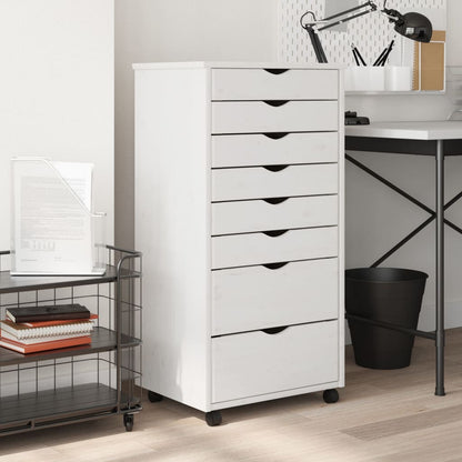 vidaXL Rolling Cabinet with Drawers Office Filing Cabinet Solid Wood Pine-9