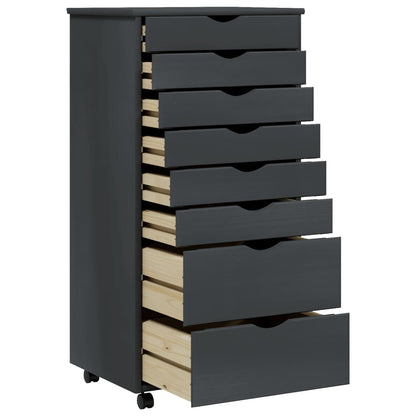 vidaXL Rolling Cabinet with Drawers Office Filing Cabinet Solid Wood Pine-1