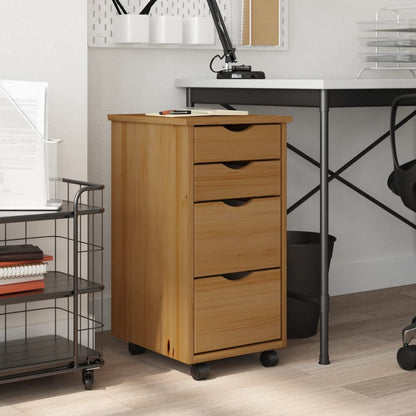 vidaXL Rolling Cabinet with Drawers Storage File Cabinet MOSS Solid Wood Pine-6