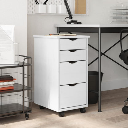 vidaXL Rolling Cabinet with Drawers Storage File Cabinet MOSS Solid Wood Pine-7