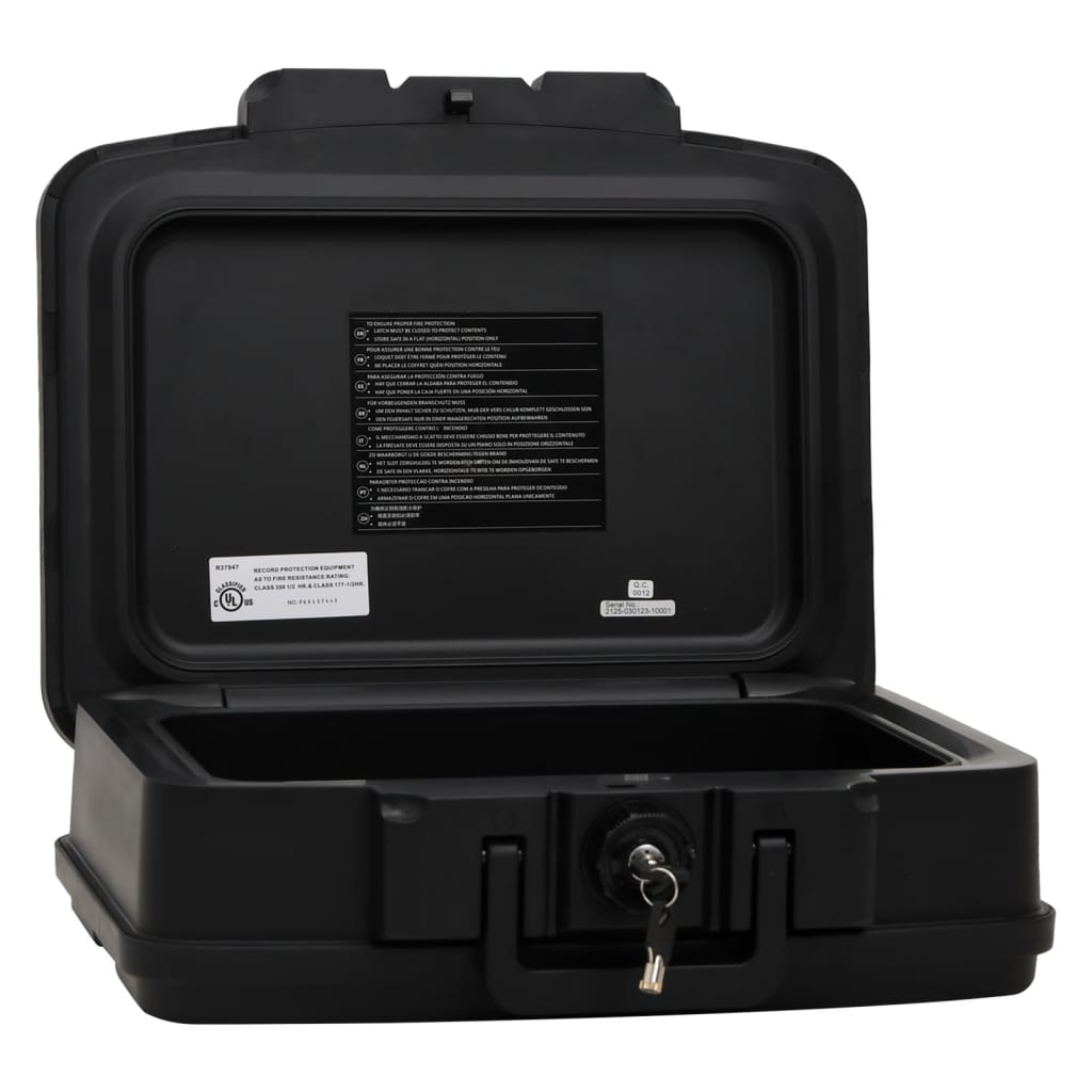 vidaXL Safe Box Waterproof Fireproof Safety Deposit Box with Key Lock Black-4