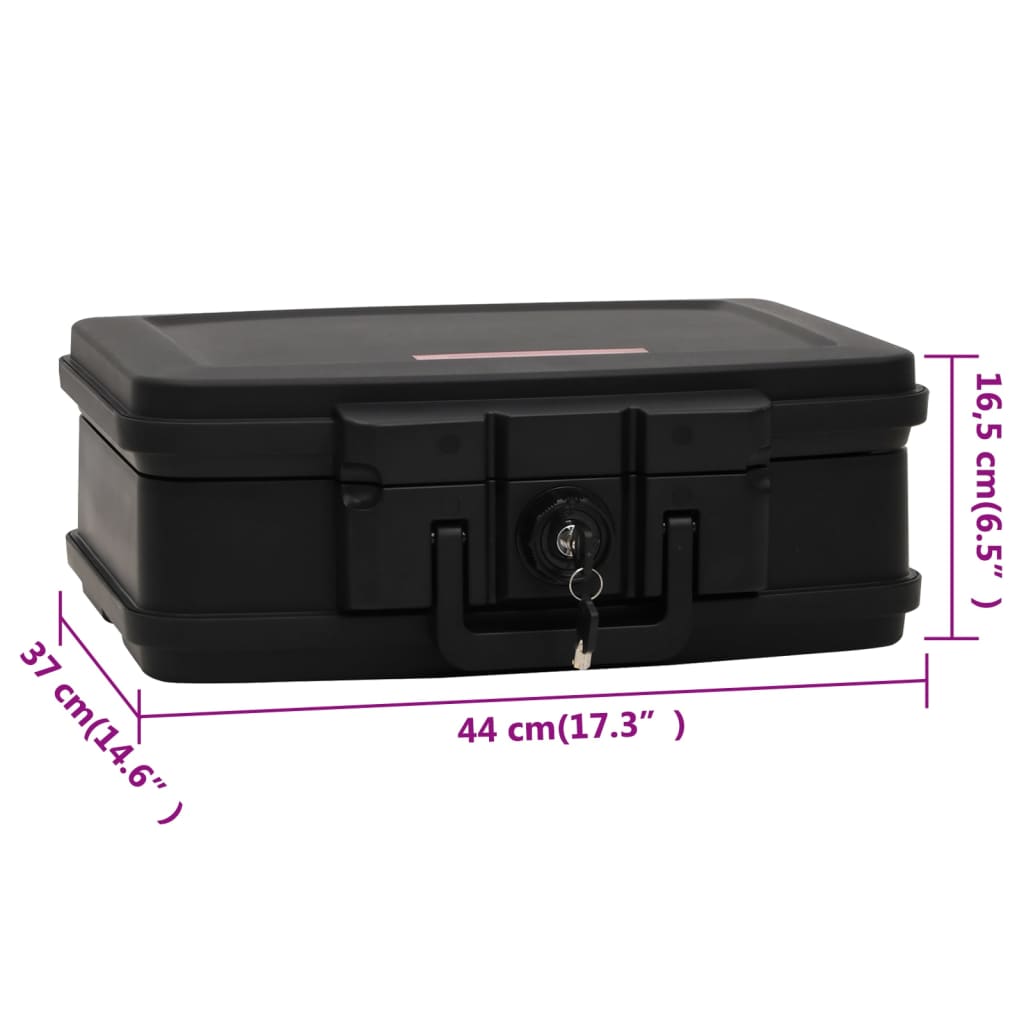 vidaXL Safe Box Waterproof Fireproof Safety Deposit Box with Key Lock Black-0