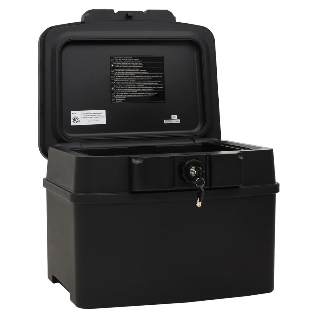 vidaXL Safe Box Waterproof Fireproof Safety Deposit Box with Key Lock Black-3