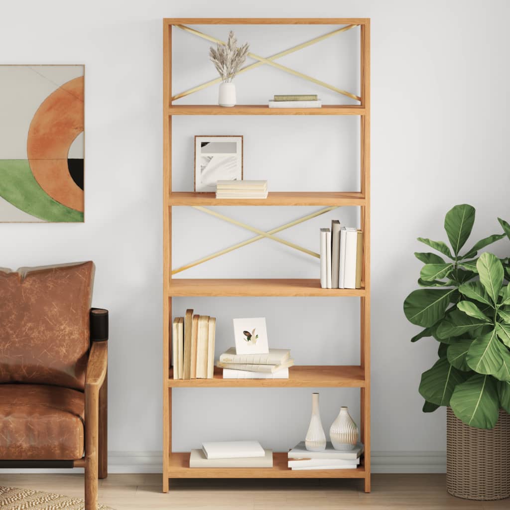 vidaXL Shelf Bathroom Storage Bookshelf Rack Shelving Unit Solid Wood Oak-5