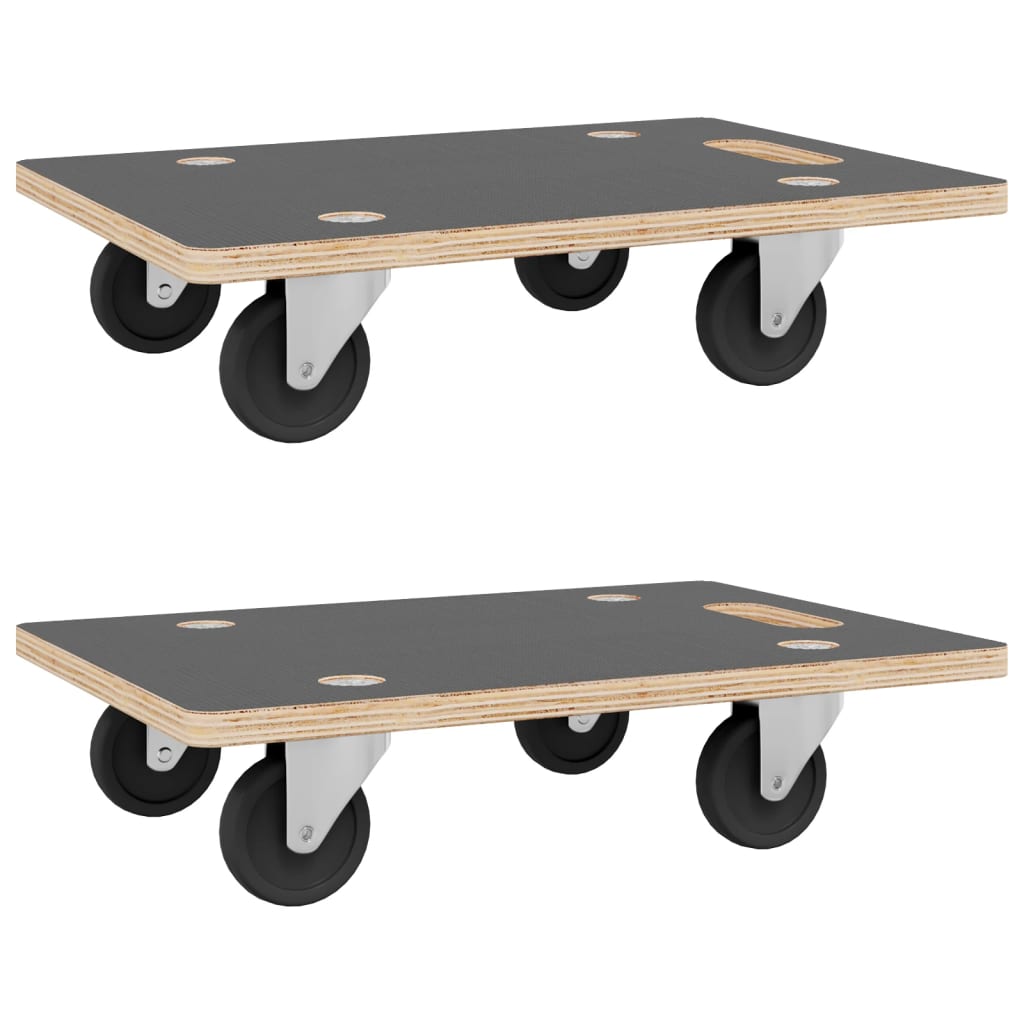 vidaXL Dolly Trolley 2 Pcs Wooden Plant Dolly Furniture Mover with Wheels-2