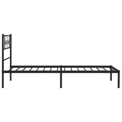 vidaXL Metal Bed Frame with Headboard Black 39.4"x74.8" Twin