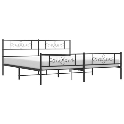 vidaXL Metal Bed Frame with Headboard and Footboard Black 76"x79.9" King-1