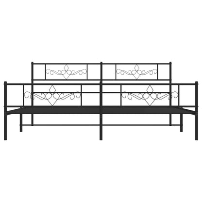 vidaXL Metal Bed Frame with Headboard and Footboard Black 76"x79.9" King-2
