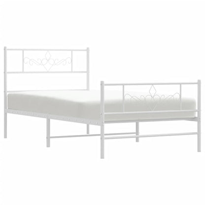 vidaXL Metal Bed Frame with Headboard and Footboard White 39.4"x74.8" Twin-1