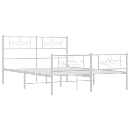 vidaXL Metal Bed Frame with Headboard and Footboard White 59.1"x78.7"-3