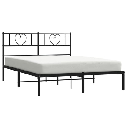 vidaXL Metal Bed Frame with Headboard Black 59.1"x78.7"-1