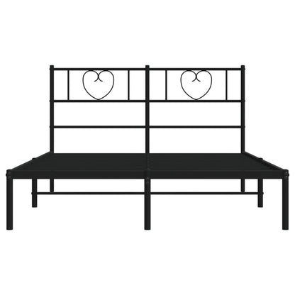 vidaXL Metal Bed Frame with Headboard Black 59.1"x78.7"-3