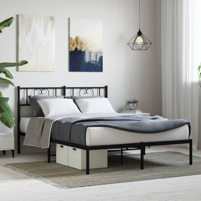 vidaXL Metal Bed Frame with Headboard Black 59.1"x78.7"-0