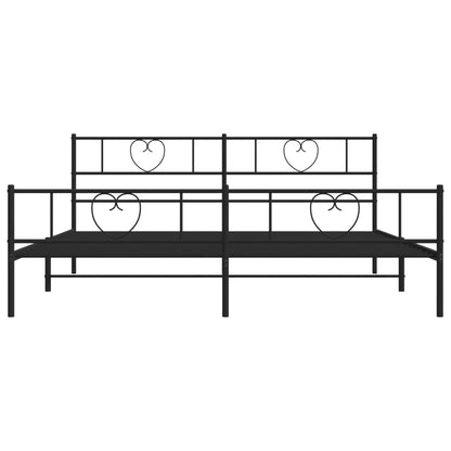 vidaXL Metal Bed Frame with Headboard and Footboard Black 76"x79.9" King-3