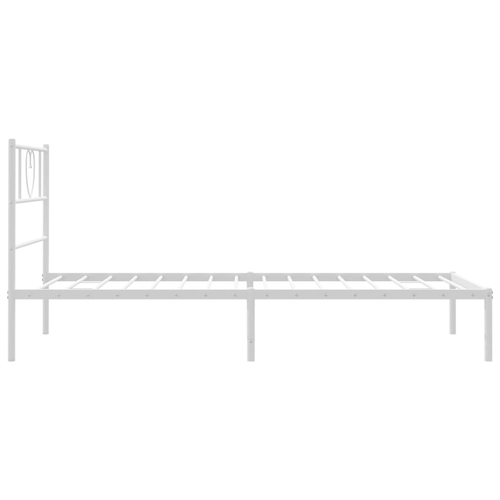 vidaXL Metal Bed Frame with Headboard White 39.4"x78.7"-4