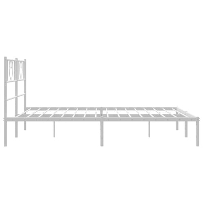 vidaXL Metal Bed Frame with Headboard White 53.1"x74.8"-4