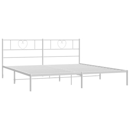 vidaXL Metal Bed Frame with Headboard White 72"x83.9" California King-3