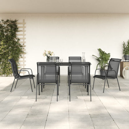 vidaXL Patio Dining Set Outdoor Table and Chair Black Steel and Textilene-9