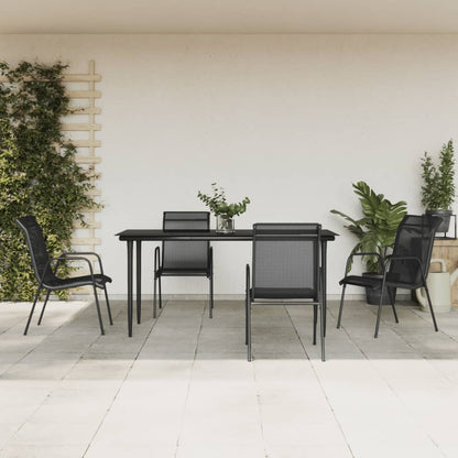 vidaXL Patio Dining Set Outdoor Table and Chair Black Steel and Textilene-5