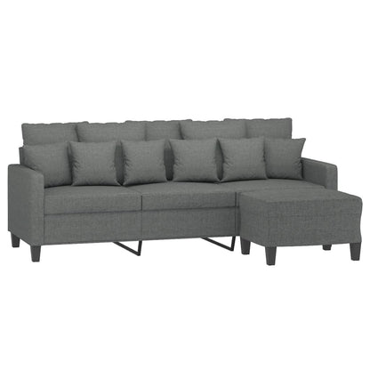 vidaXL Sofa 3-Seater Couch Sofa Armchair with Footstool for Living Room Fabric-0