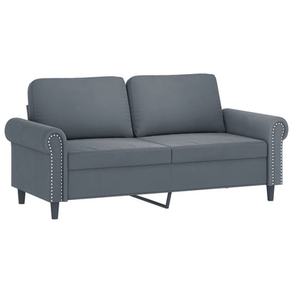 vidaXL 2 Piece Sofa Set with Cushions Dark Gray Velvet-2