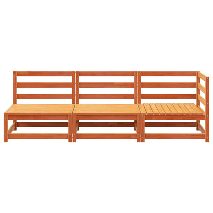 vidaXL Patio Sofa 3-Seater Wax Brown Solid Wood Pine-3