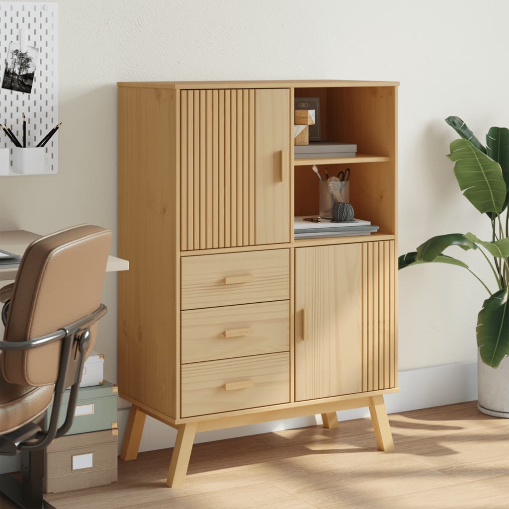 vidaXL Highboard OLDEN Brown 33.5"x16.9"x49.2" Solid Wood Pine-2