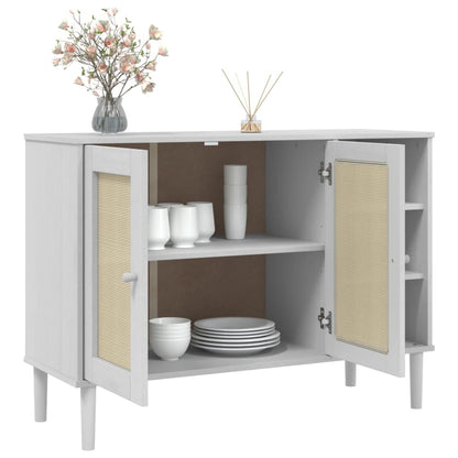 vidaXL Sideboard Buffet Storage Cabinet SENJA Rattan Look Solid Wood Pine-1