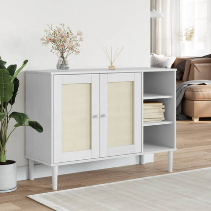 vidaXL Sideboard Buffet Storage Cabinet SENJA Rattan Look Solid Wood Pine-6