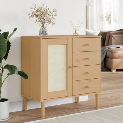 vidaXL Sideboard Storage Cupboard Furniture SENJA Rattan Look Solid Wood Pine-6