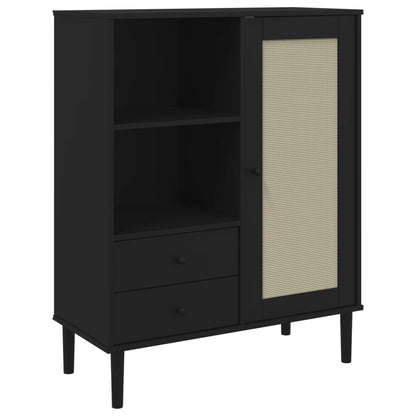vidaXL Highboard Tall Storage Side Cabinets SENJA Rattan Look Solid Wood Pine-2