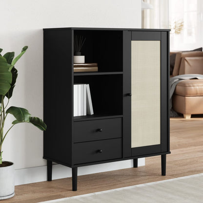 vidaXL Highboard Tall Storage Side Cabinets SENJA Rattan Look Solid Wood Pine-5