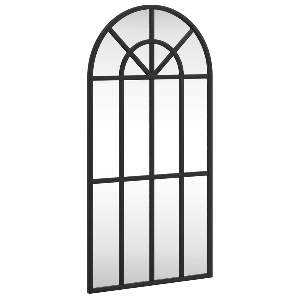 vidaXL Wall Mirror Black 11.8"x23.6" Arch Iron