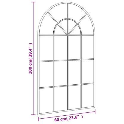 vidaXL Wall Mirror Black 11.8"x23.6" Arch Iron