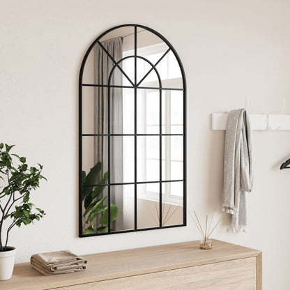 vidaXL Wall Mirror Black 11.8"x23.6" Arch Iron